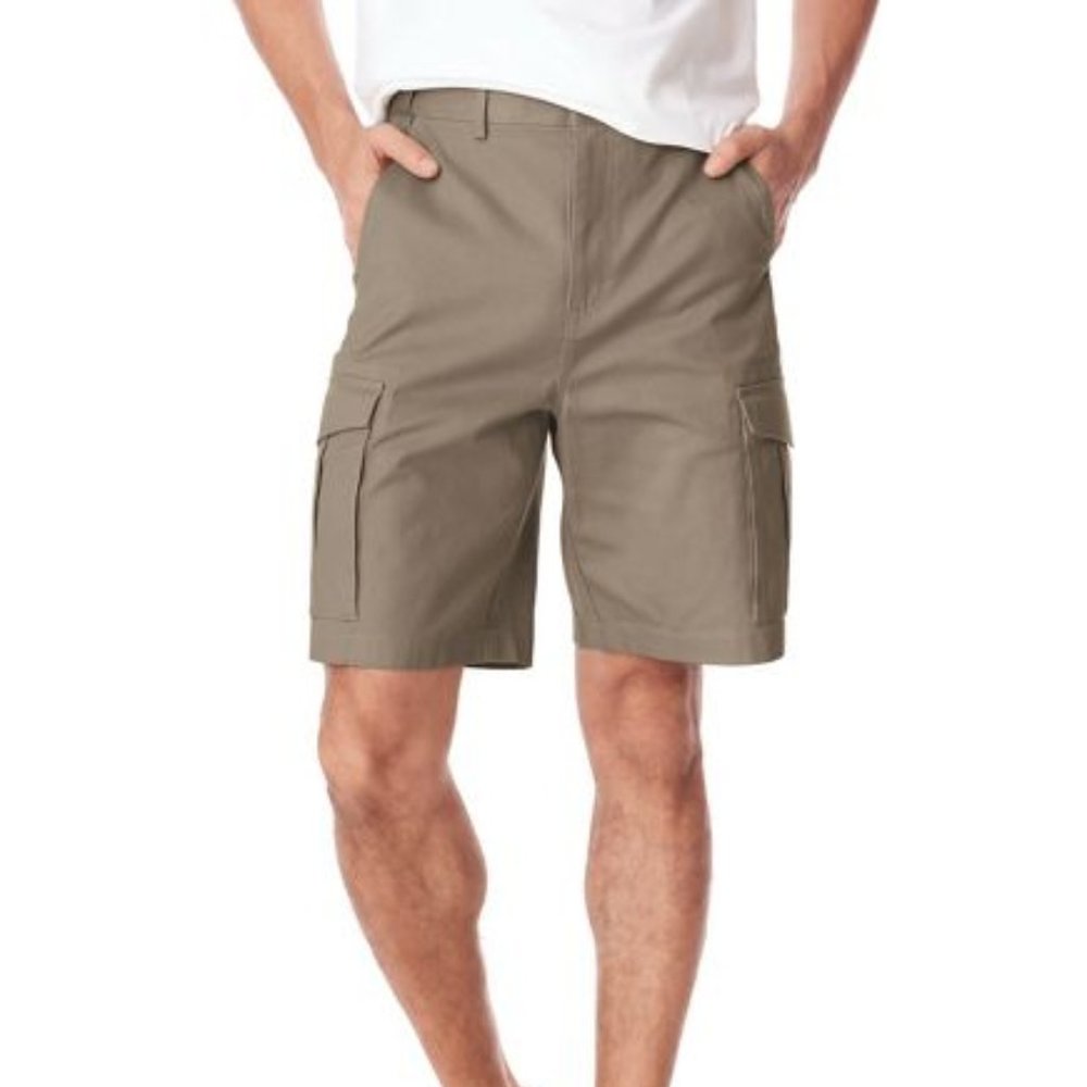 NEW Mens Khaki Tan Sz 46 Flex Waistband Relaxed Fit Cargo Shorts